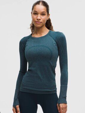 Lululemon Swiftly Tech Long-Sleeve Shirt 2.0 Hip Length Sparkle-Sz. 8- Indochine